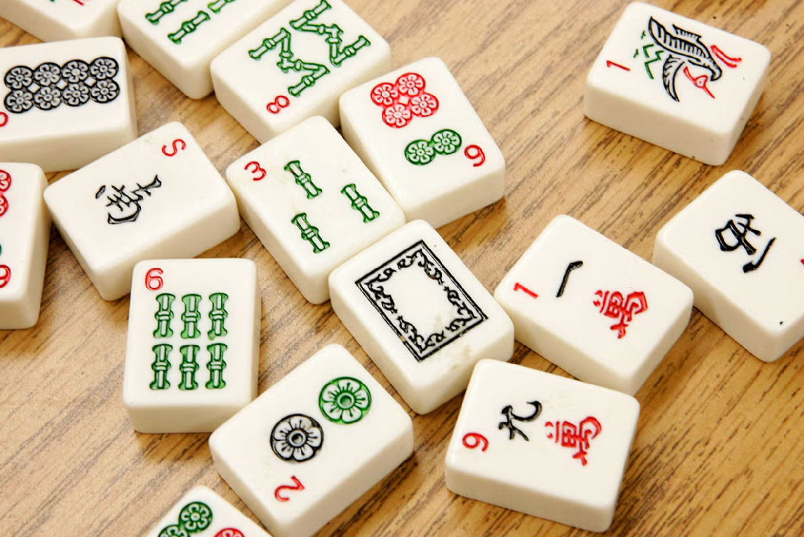Mahjong tiles on a table
